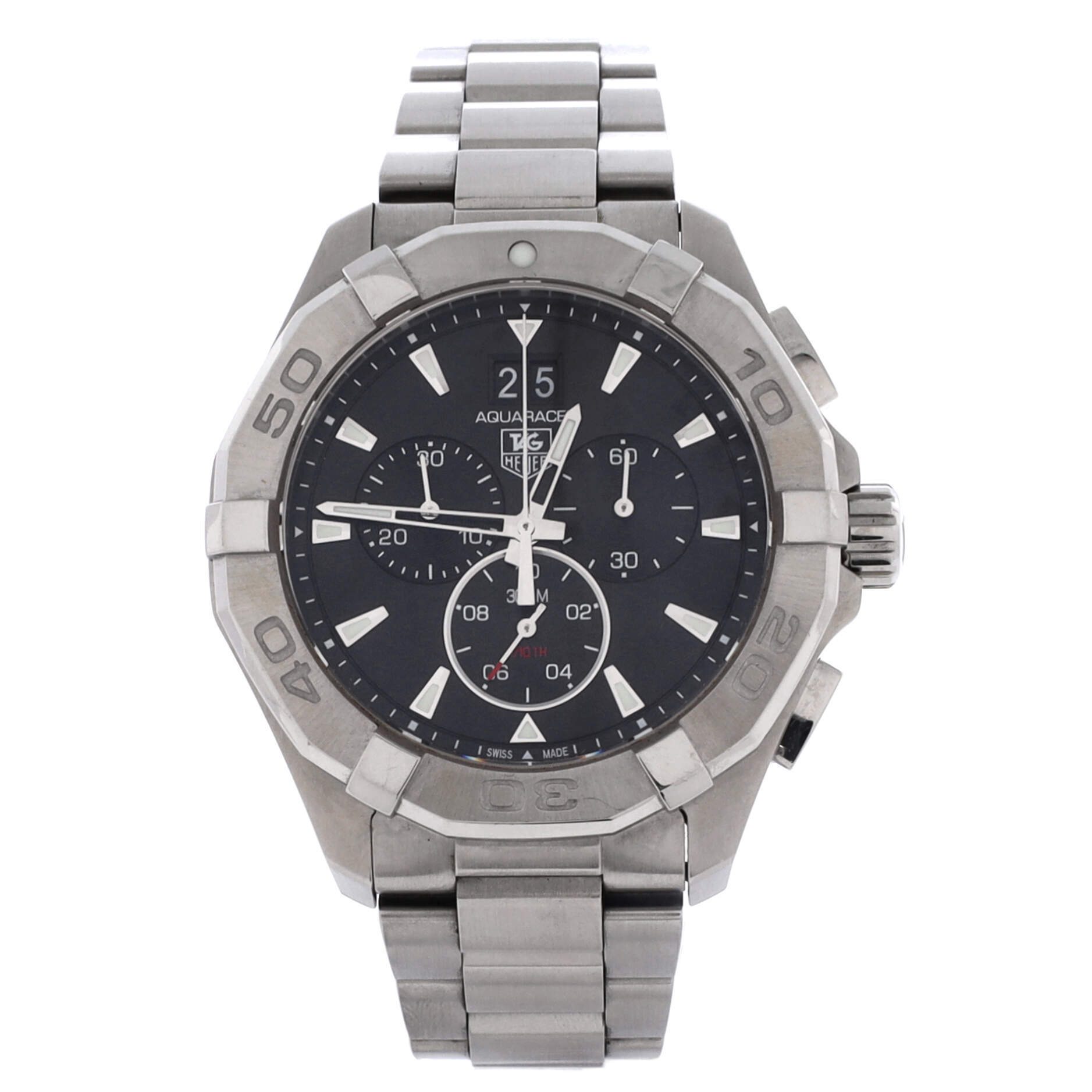 Tag Heuer 43 Aquaracer Chronograph Quartz Watch Stainless Steel